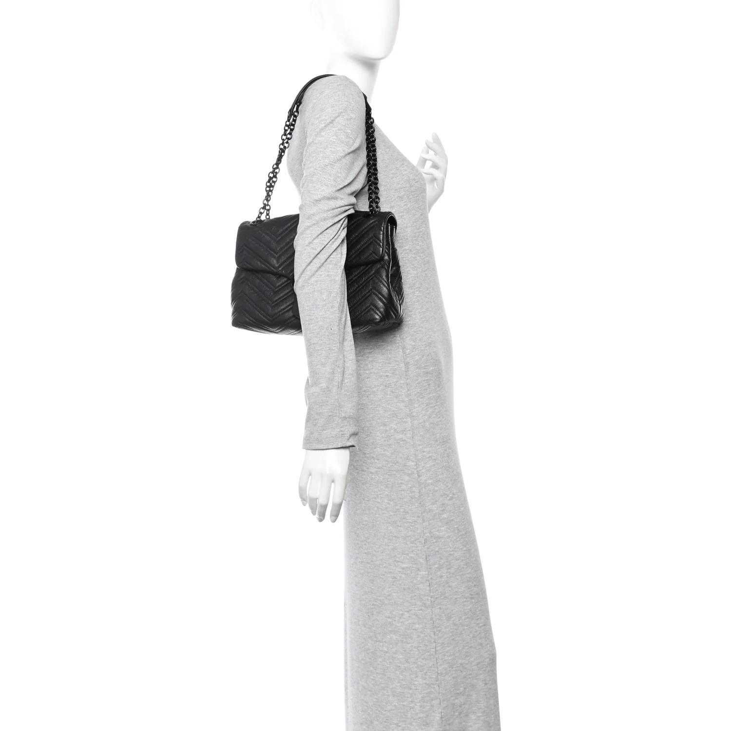Soft Calfskin Matelasse Medium GG Marmont Shoulder Bag Black