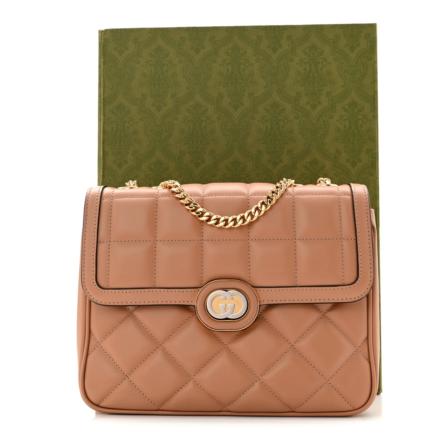Calfskin Quilted Small Deco Shoulder Bag Camelia - Top Club