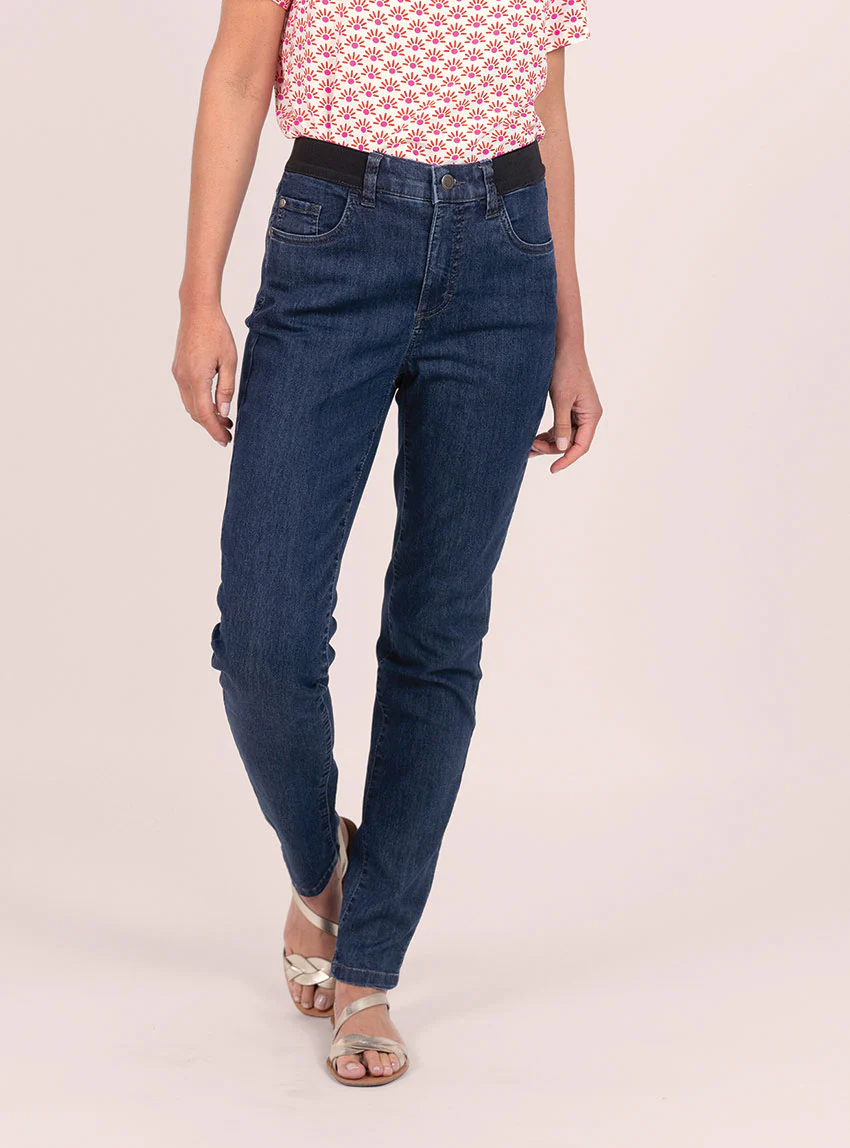 Jean femme en coton bleu indigo