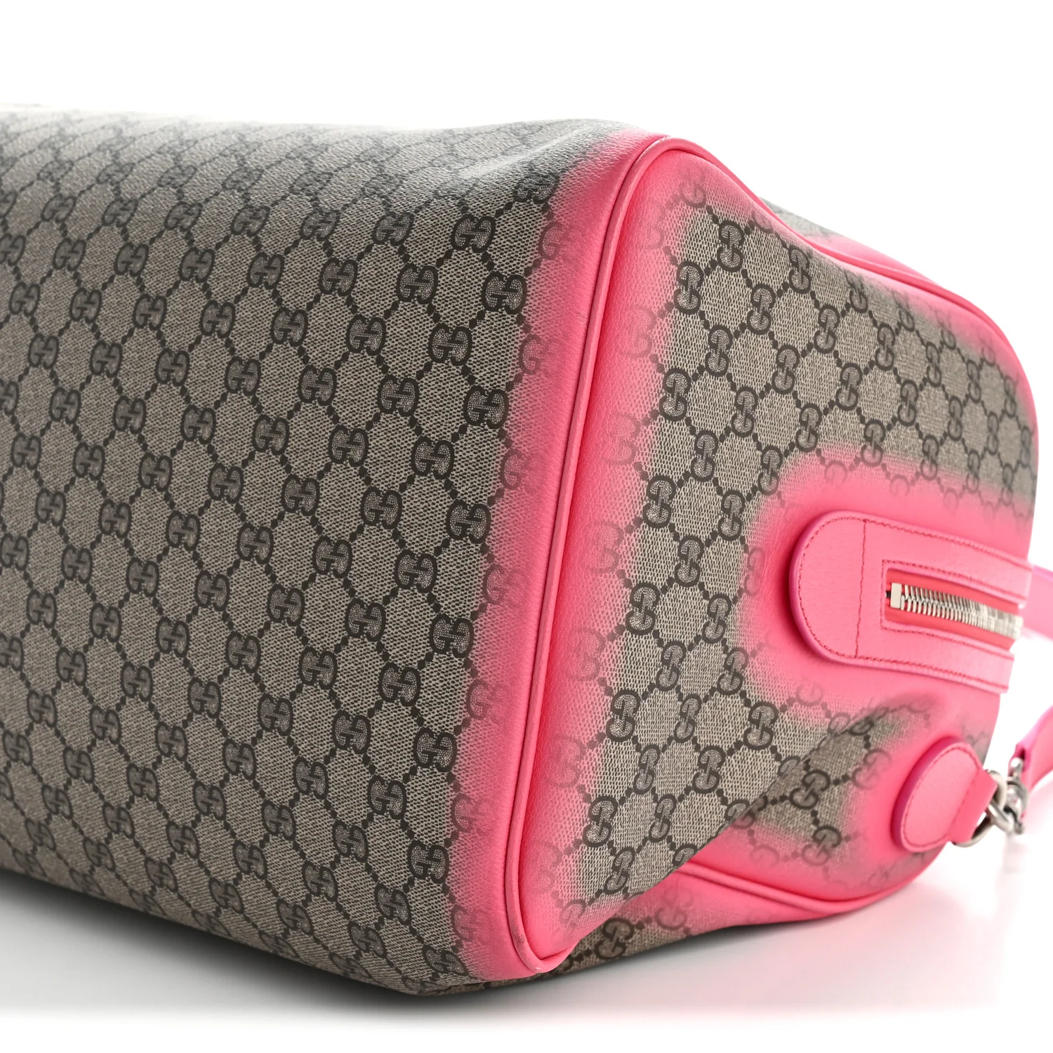 GG Supreme Monogram Textured Dollar Calfskin Airbrushed Medium Savoy Duffle Bag Pink Beige - Top Club