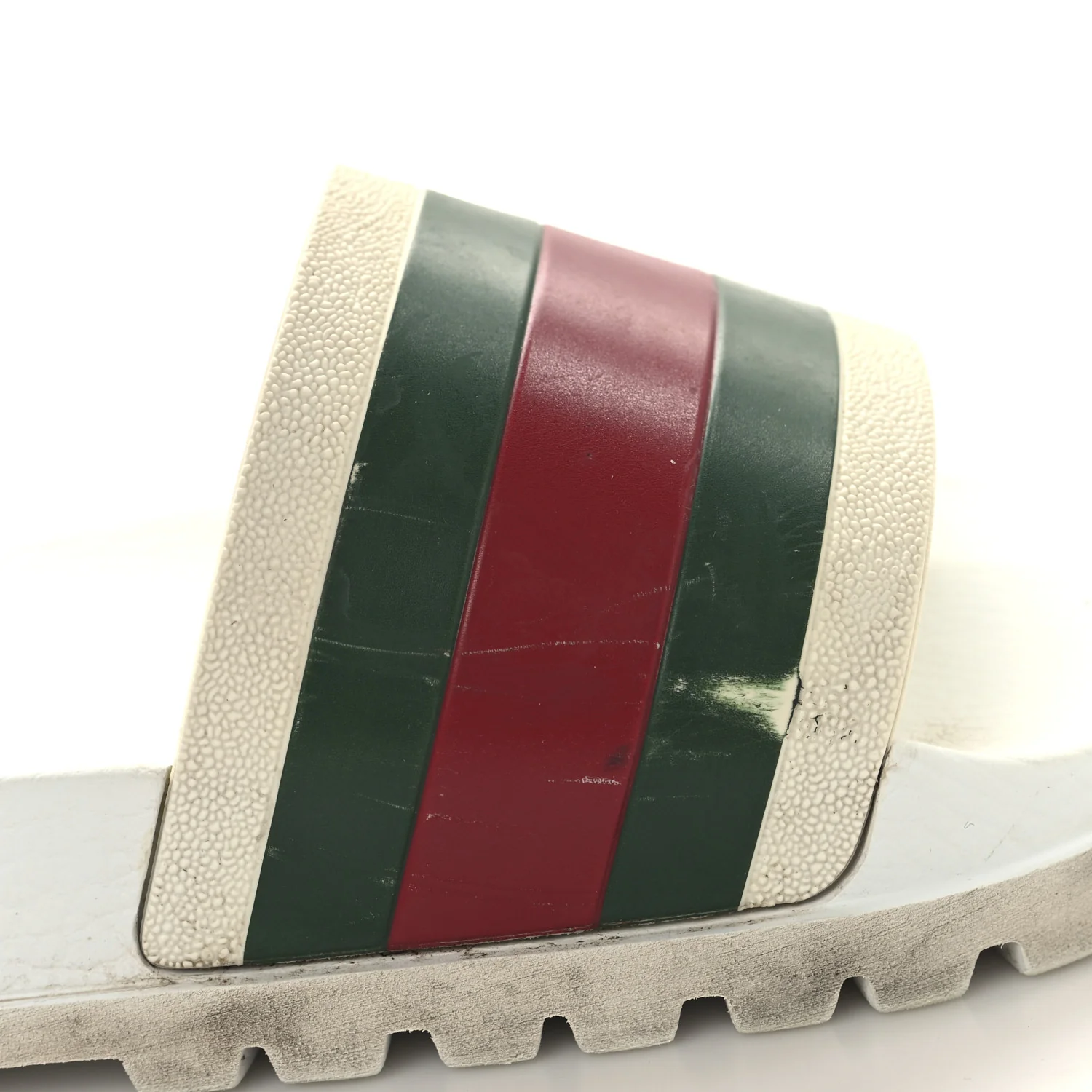 Rubber Web Mens Lug Sole Slide Sandals Great 5 White Green Red - Top Club