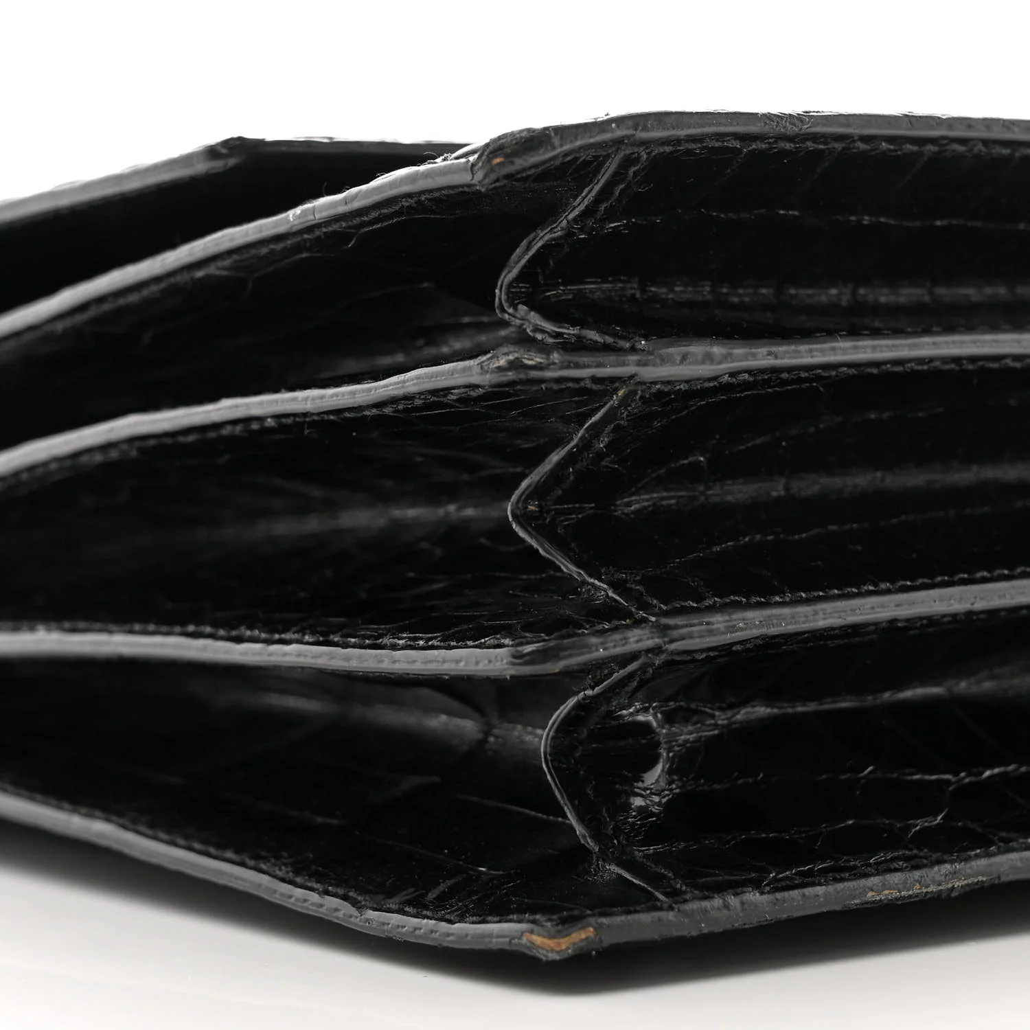 Crocodile Accordion Flap Shoulder Bag Black - Top Club