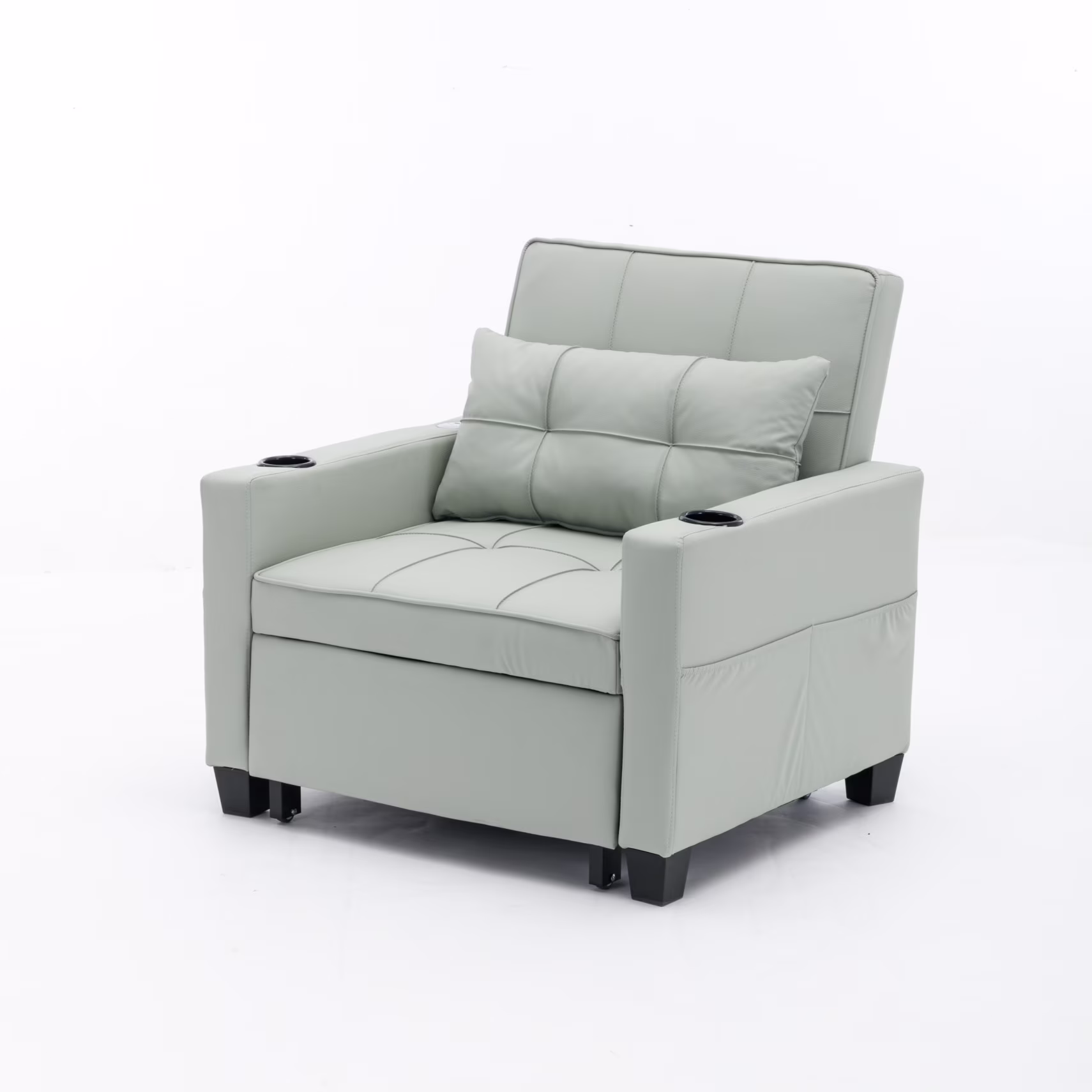 Convertible Futon Sofa Bed, 3 - in - 1 Multi - Functional Sleeper Chair Bed with USB Ports, Adjustable Backrest Recliner, for Living Room Bedroom Small Space, Tech Cloth, Dark Grey