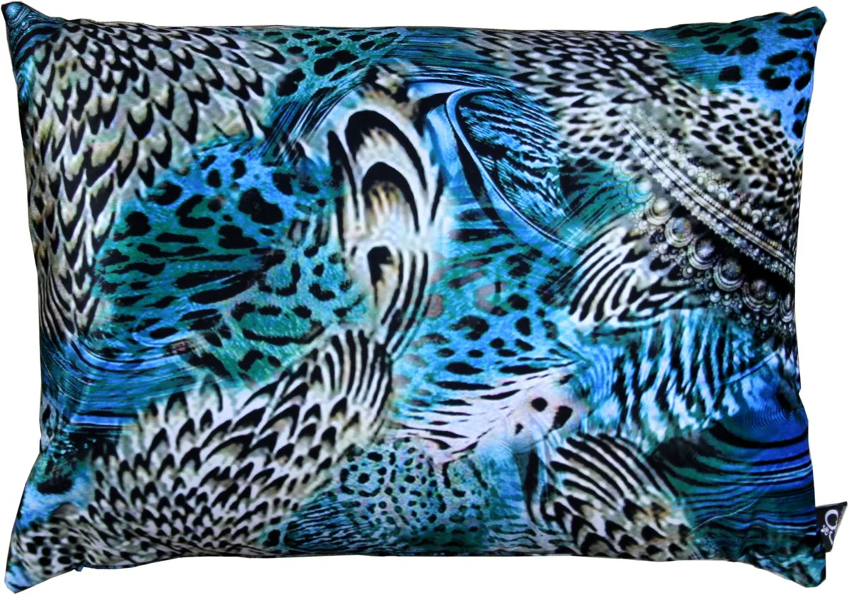 Luxury decorative cushion Colorado Feathers Multicolored 35 x 55 cm - Finest velvet fabric - Luxury Collection