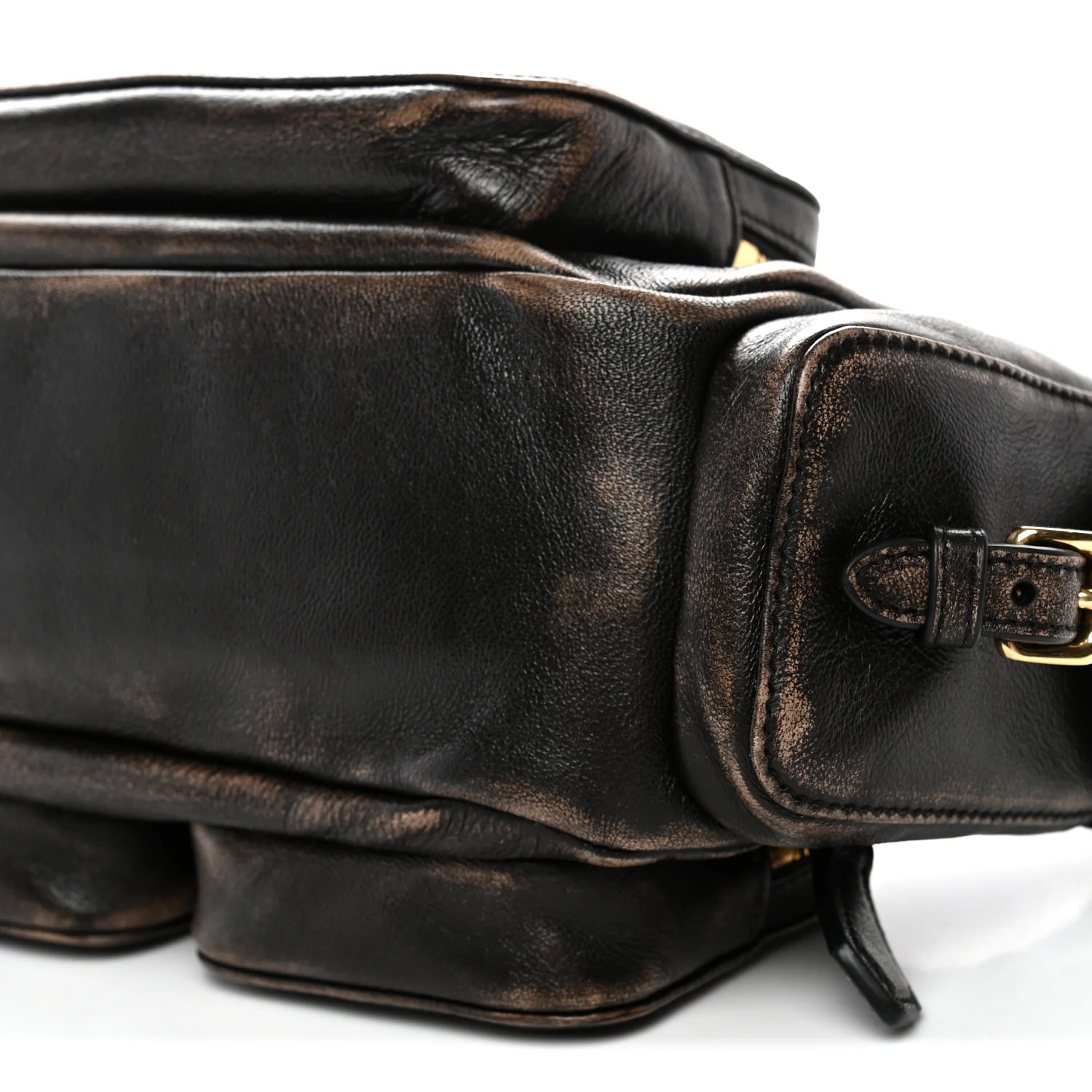 Distressed Nappa Pocket Bag Sand Coffee - Top Club