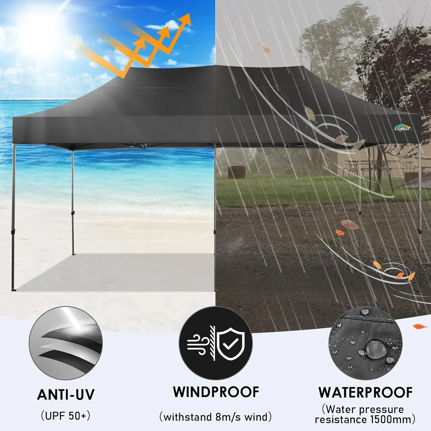 COBIZI 10x20 Heavy Duty Pop up Canopy Tent 6 sidewalls Commercial Canopy Wedding Party Tents