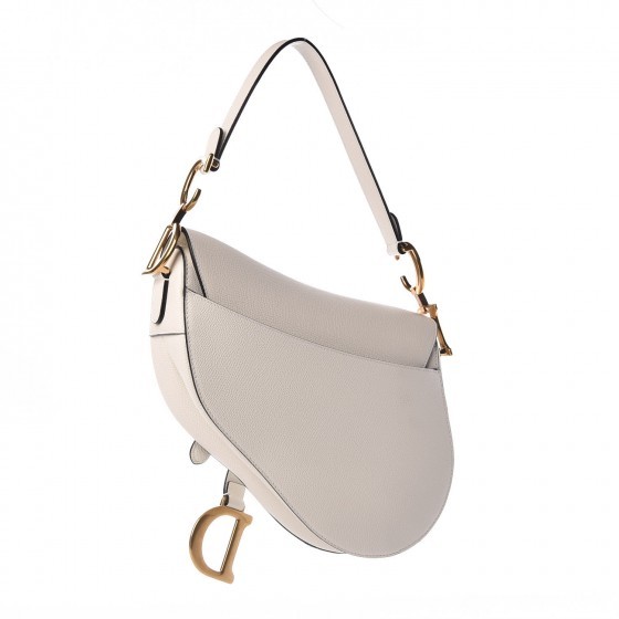 CHRISTIAN D Grained Calfskin Saddle Bag White - Top Club