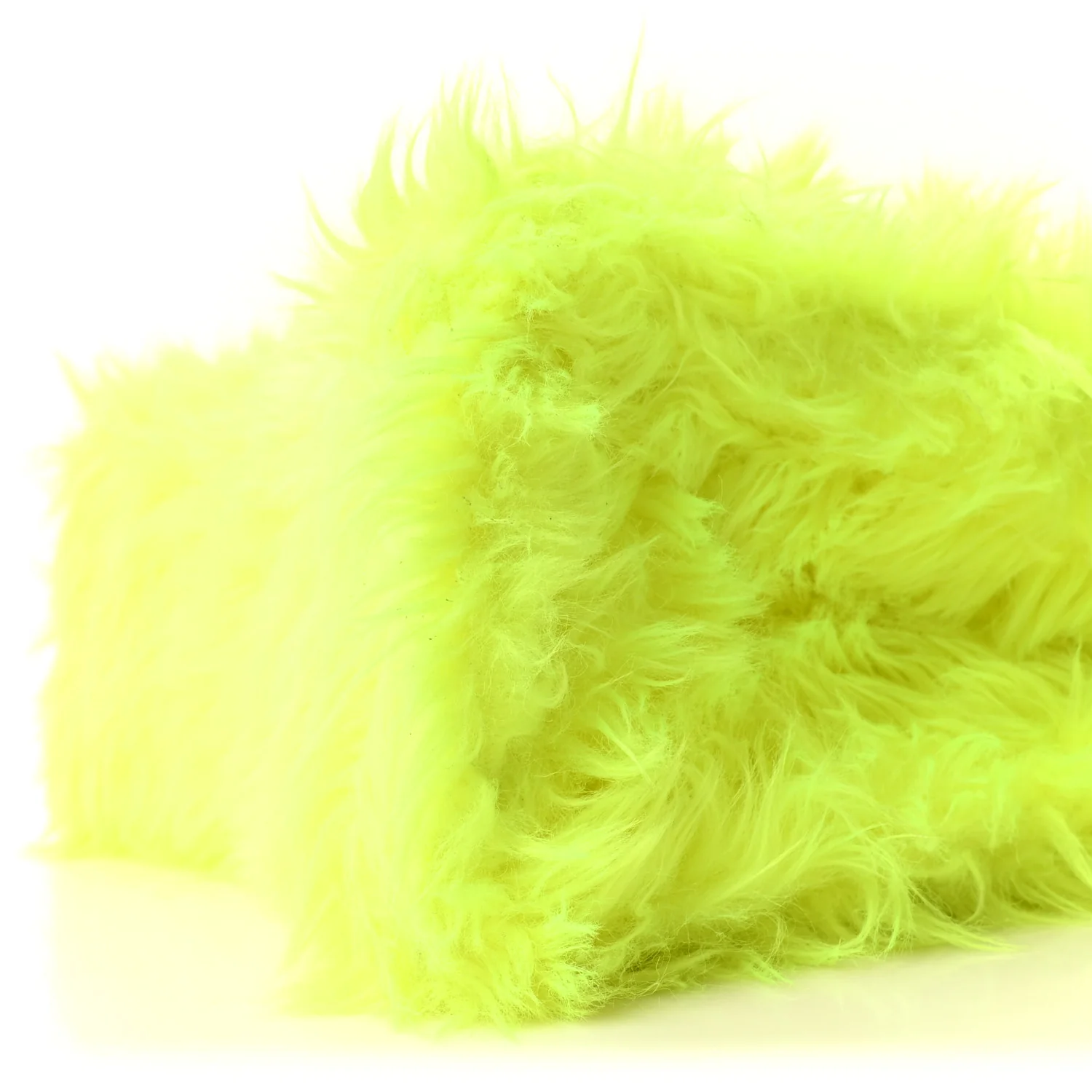 Faux Fur Medium Fluffy Hourglass Top Handle Bag Fluo Yellow - Top Club