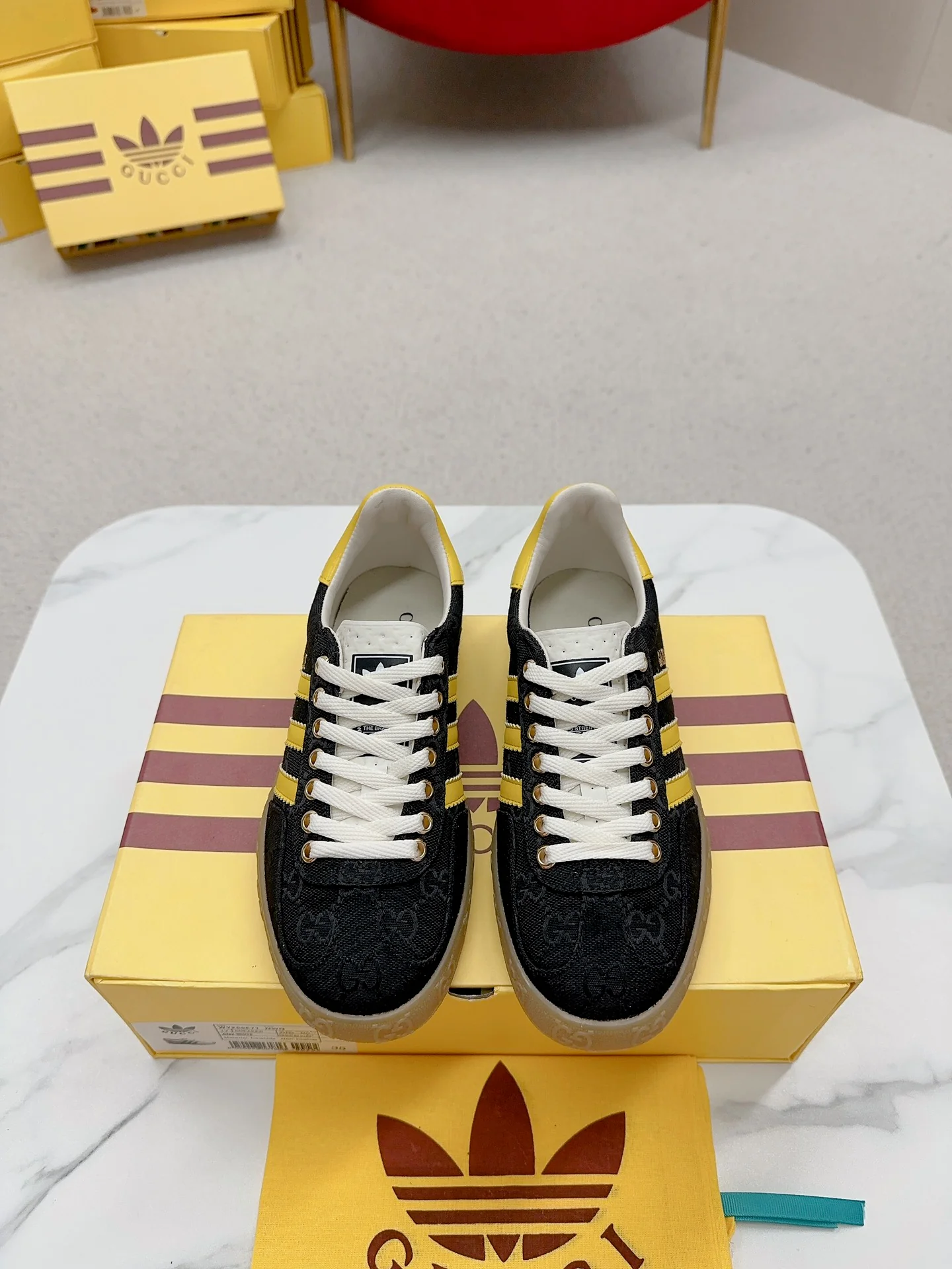 Gucci x Adidas Gazelle GG Canvas Sneakers With Colorful Accents - Sneaker Replica Workshop