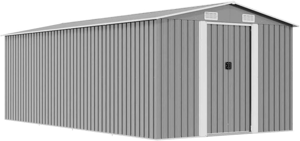 vidaXL Capanno da Giardino in Metallo 257x497x178 cm Grigio Casetta Attrezzi