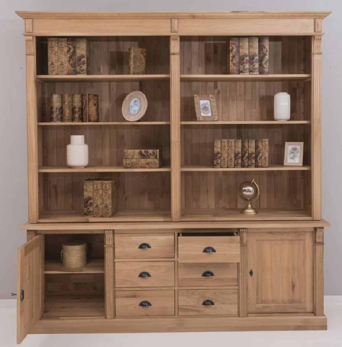 Country house style oak wood cabinet natural colors 223 x 51 x H. 228 cm - country house style solid wood furniture