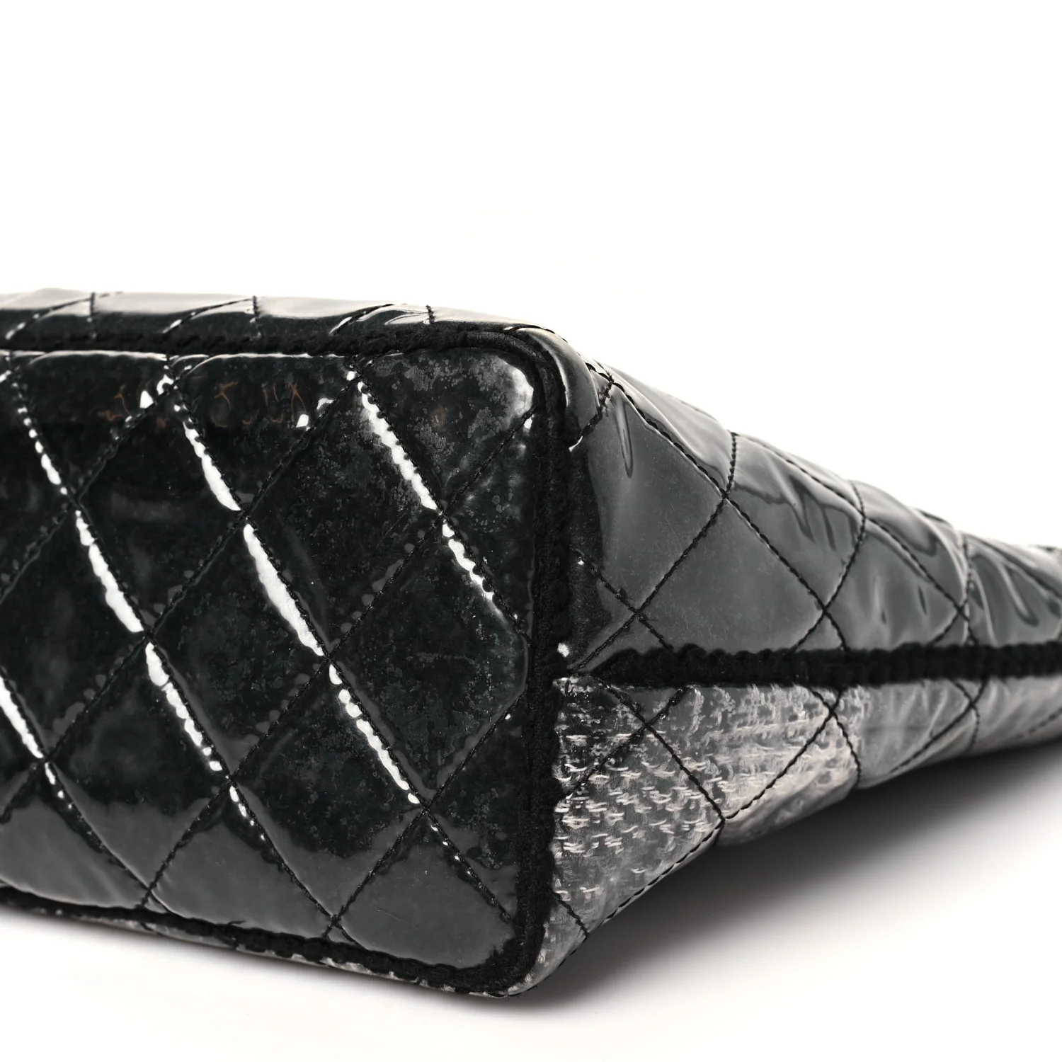 Vinyl Funny Tweed Patchwork Tote Grey - Top Club