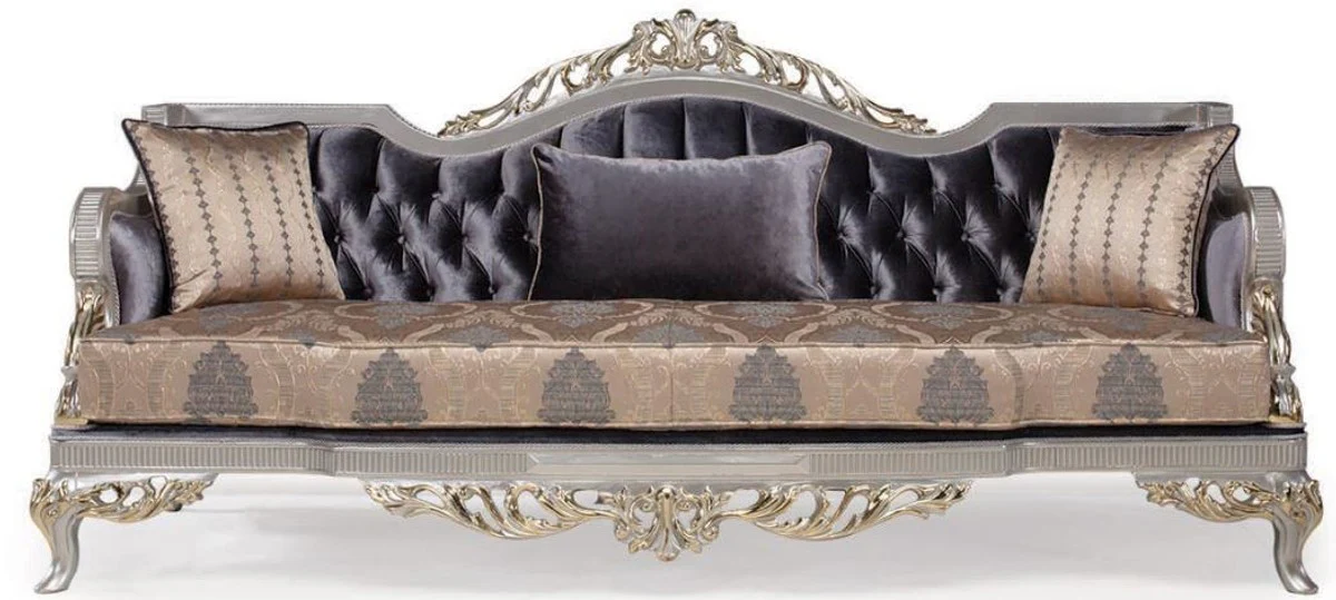 Luxury Baroque Living Room Set Purple / Beige / Silver / Gold - 2 Sofas & 2 Armchairs & 1 Coffee Table - Living Room Furniture in Baroque Style - Noble & Magnificent