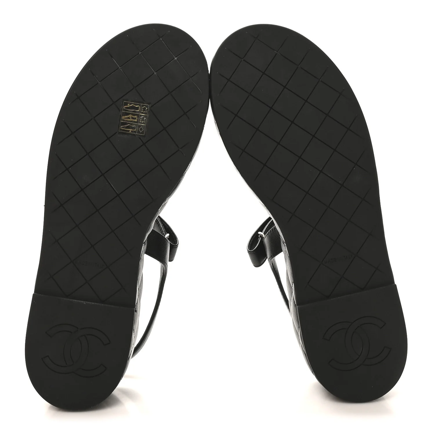 Lambskin Quilted Chain CC Platform Sandals 39.5 Black - Top Club