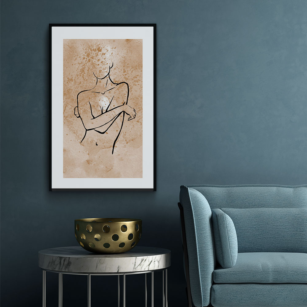 Walljar poster ingelijst - Feminine Line Art Poster ingelijst - 70 x 100 cm