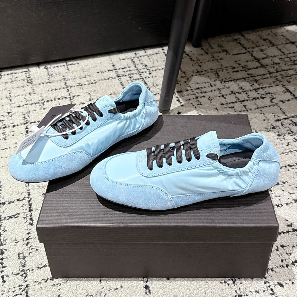 PRADA Collapse Re-Nylon and suede elasticized sneakers - Top Club