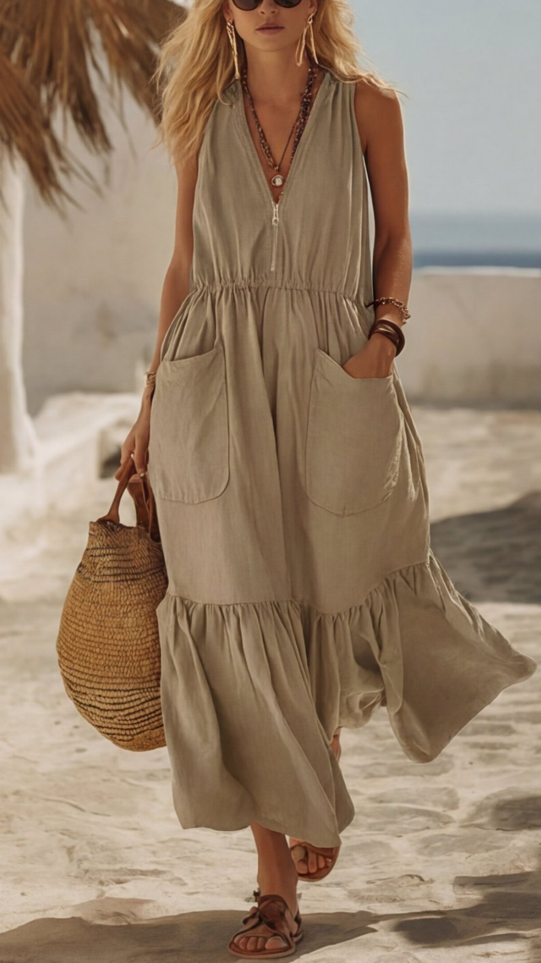 Women's Casual Retro V-Neck Dress with Pockets - Nordfashionstorm - Women's Clothing, Fashion for You - Nordfashionstorm.com