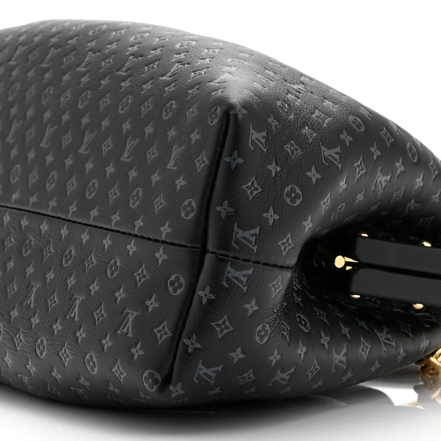Calfskin Nanogram Embossed Clutch Black - Top Club