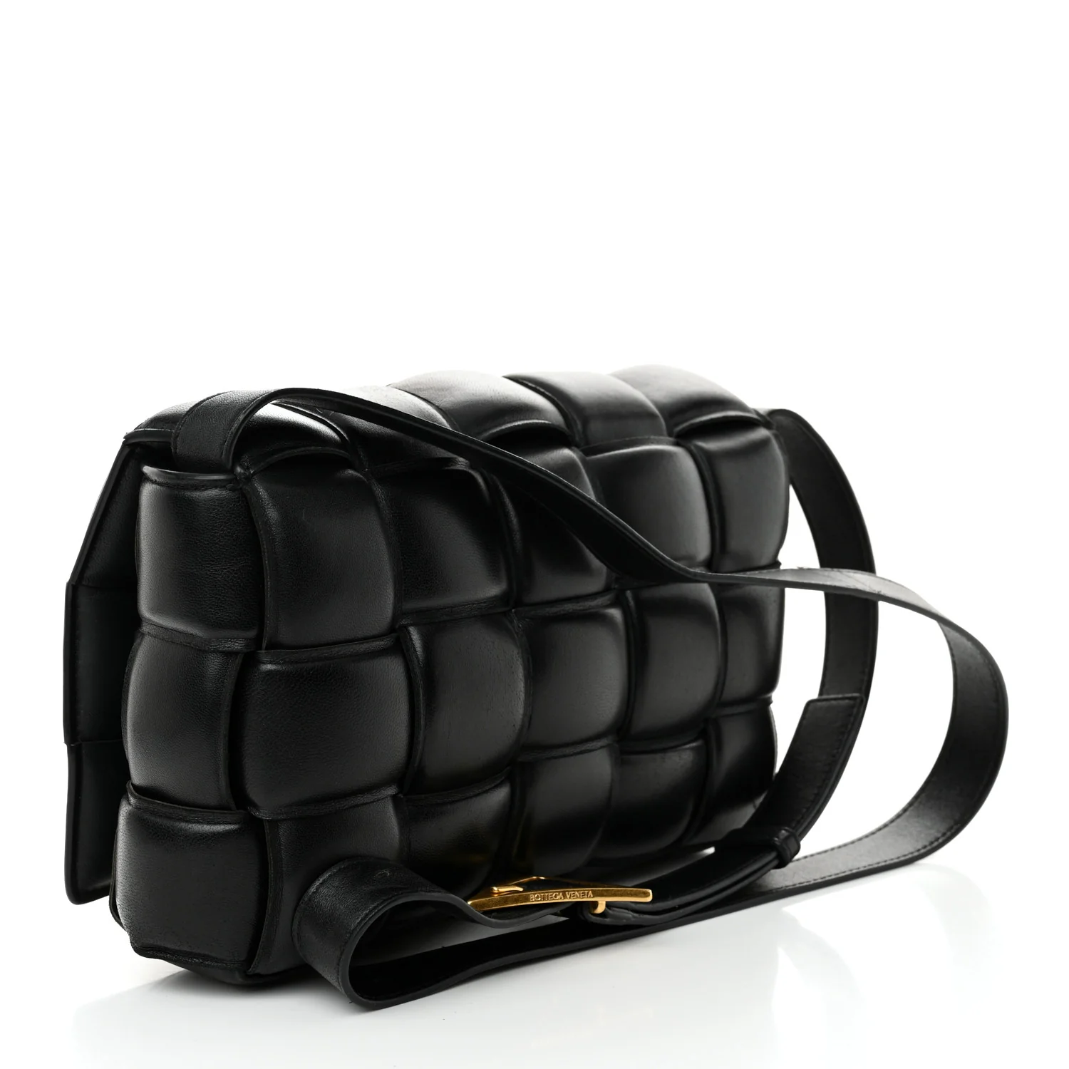 Nappa Maxi Intreccio Padded Cassette Crossbody Bag Black - Top Club