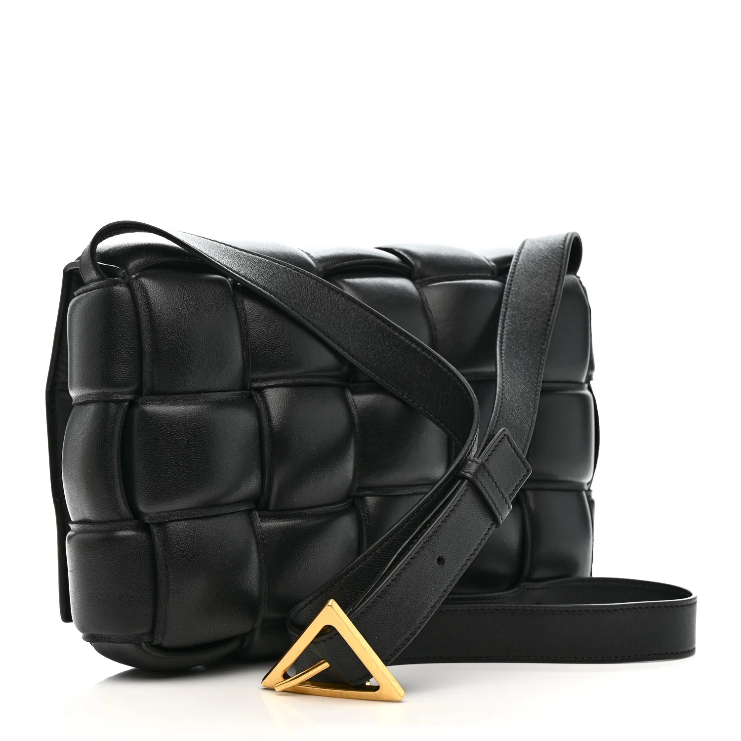 Nappa Maxi Intreccio Padded Cassette Crossbody Bag Black - Top Club