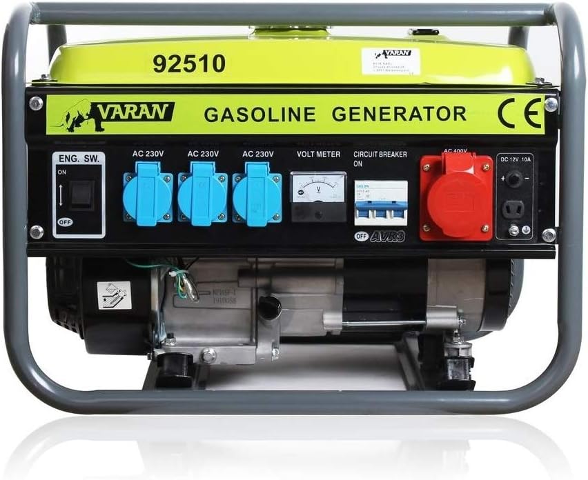 Varan Motors 92510 - Generatore elettrico a benzina, 2,3 kVA, 400 V, 3 x 230 V, 1 x 12 VDC