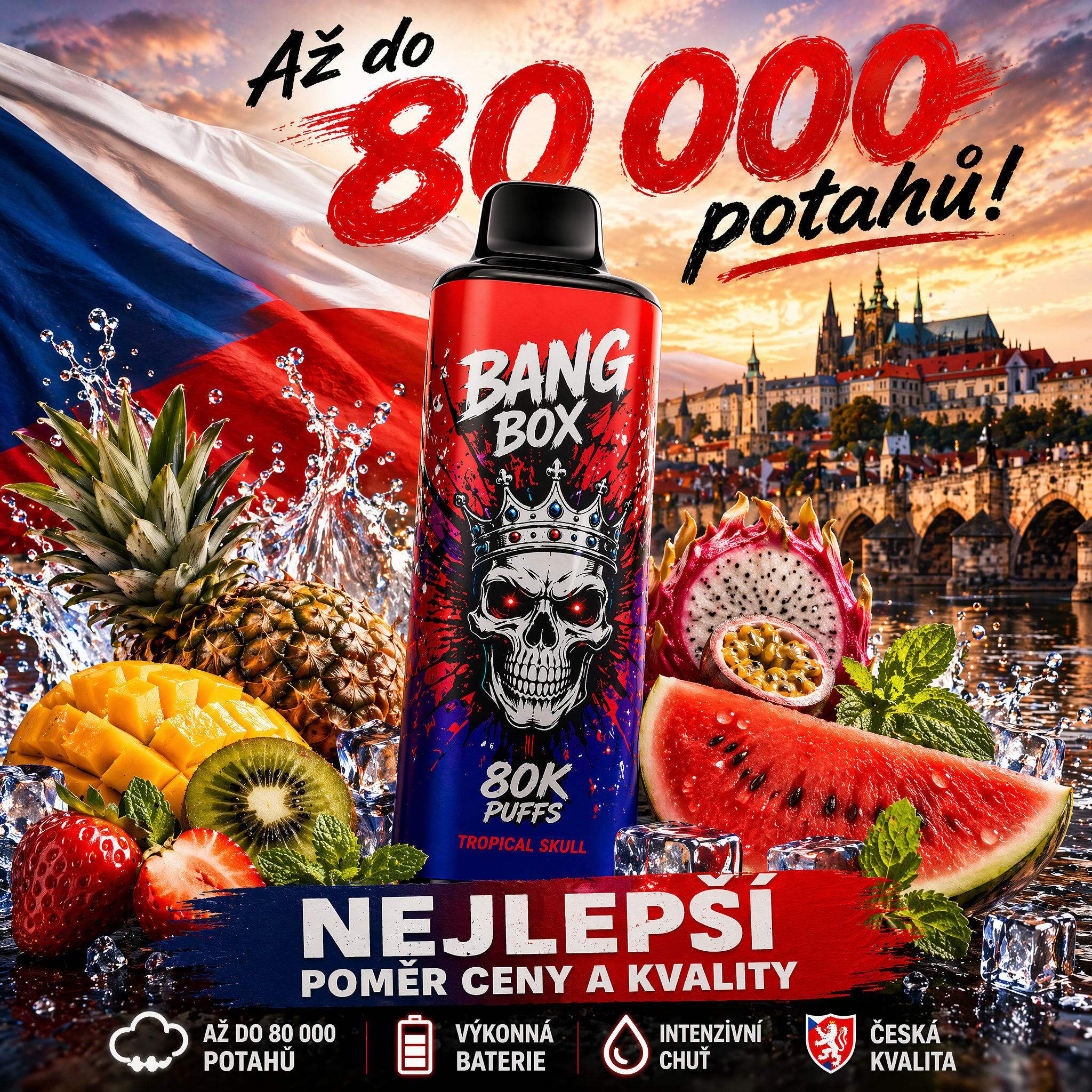 BANG BOX 80 000 Potahů – jednorázové vape 3 v 1 s příchutí
