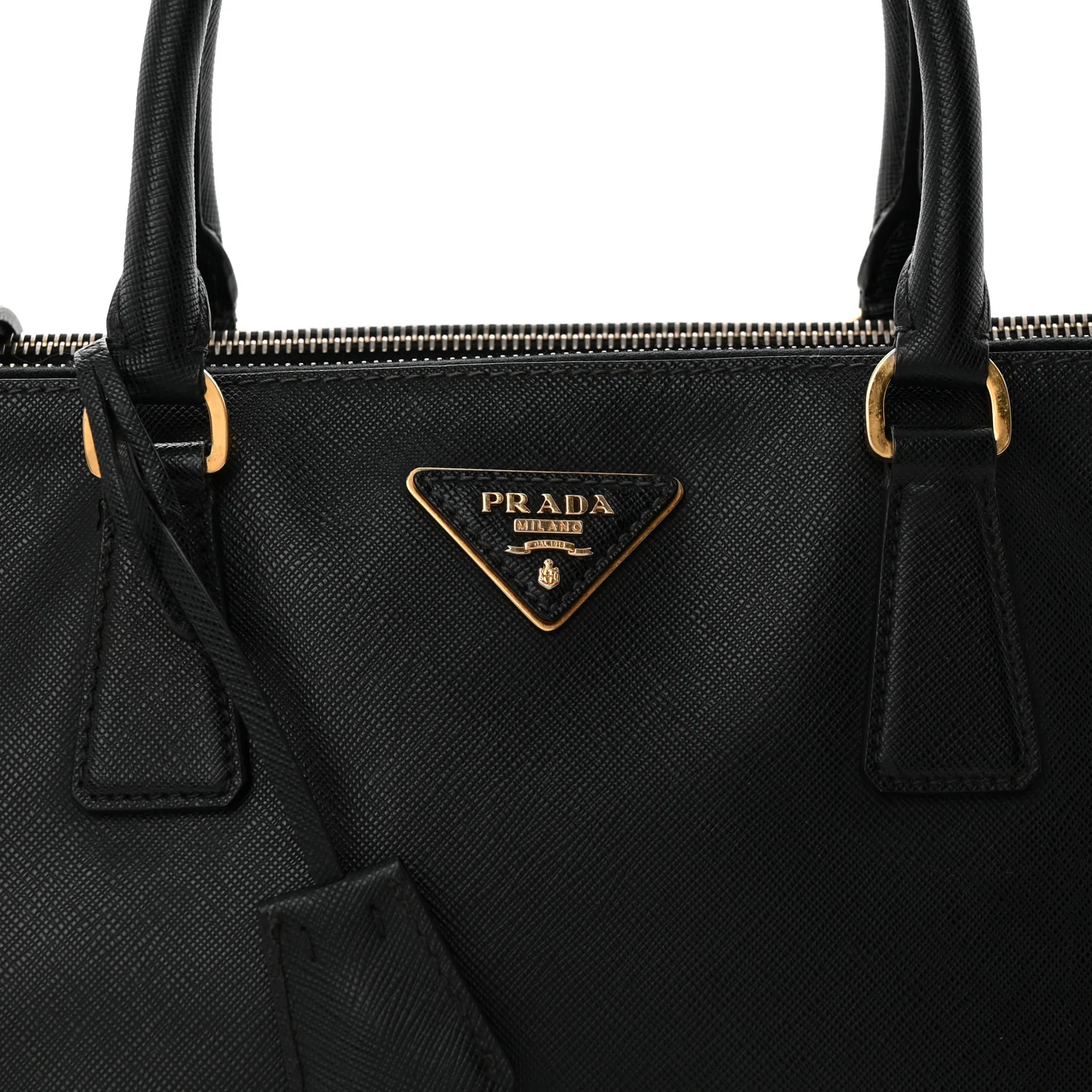 Saffiano Medium Galleria Double Zip Tote Black - Top Club