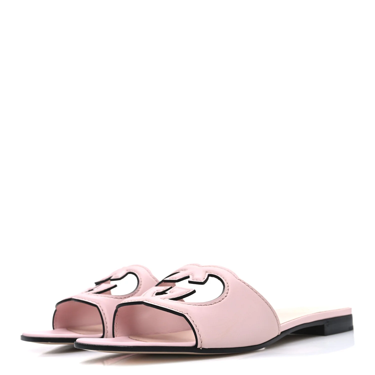 Cosmos Softy Calfskin Interlocking G Cut Out Slide Sandals 40 Pastel Pink - Top Club