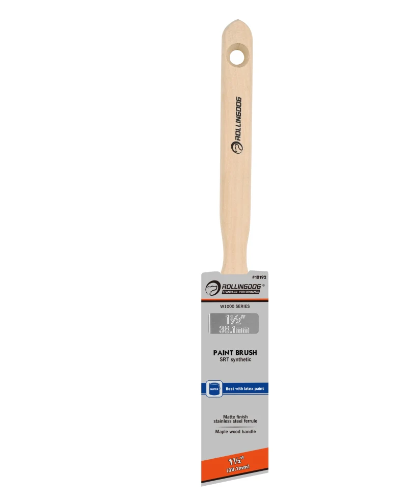 W1000 Series Long-Handle Angular Paint Brushes | SRT Synthetic Bristles with Maple Wood Handle (Multiple Sizes) - Alvarez Pro Painting LLC