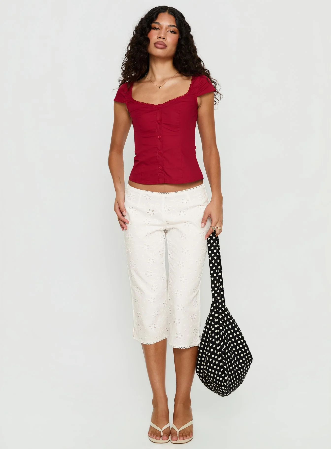 Transcendence Button Up Top Red