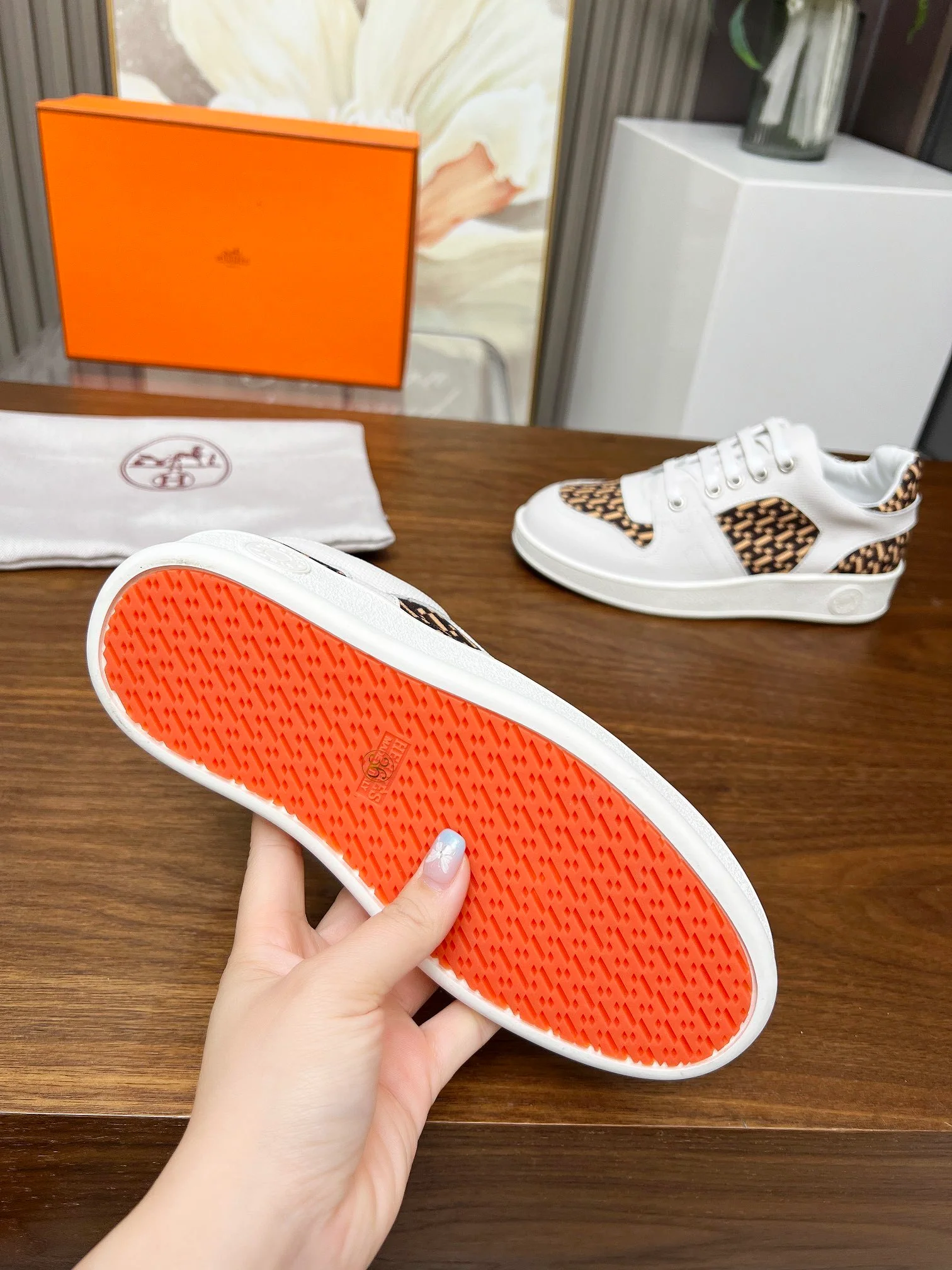Hermes Women's Sneakers Iconic H Logo Leather Casual Fashion Shoes - Sneaker Replica Workshop