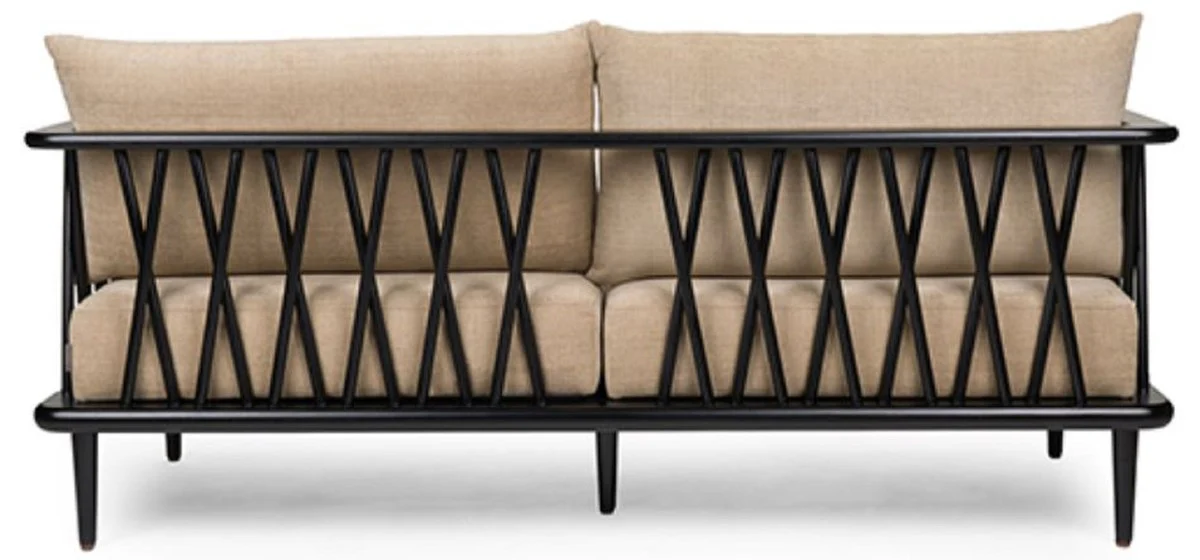 Luxury sofa beige / black 169.5 cm - luxury living room furniture