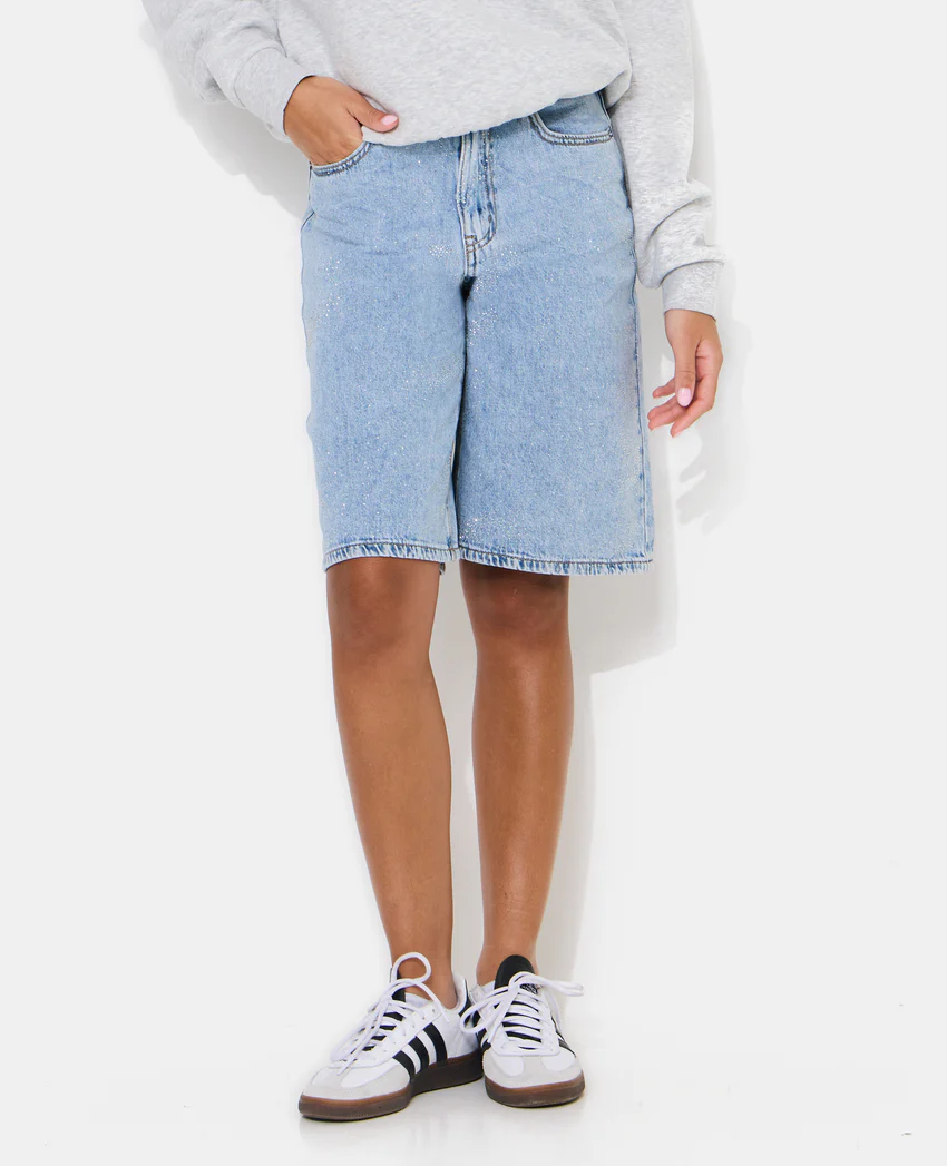 Pimkie Bermuda en jean taille haute avec mini-strass