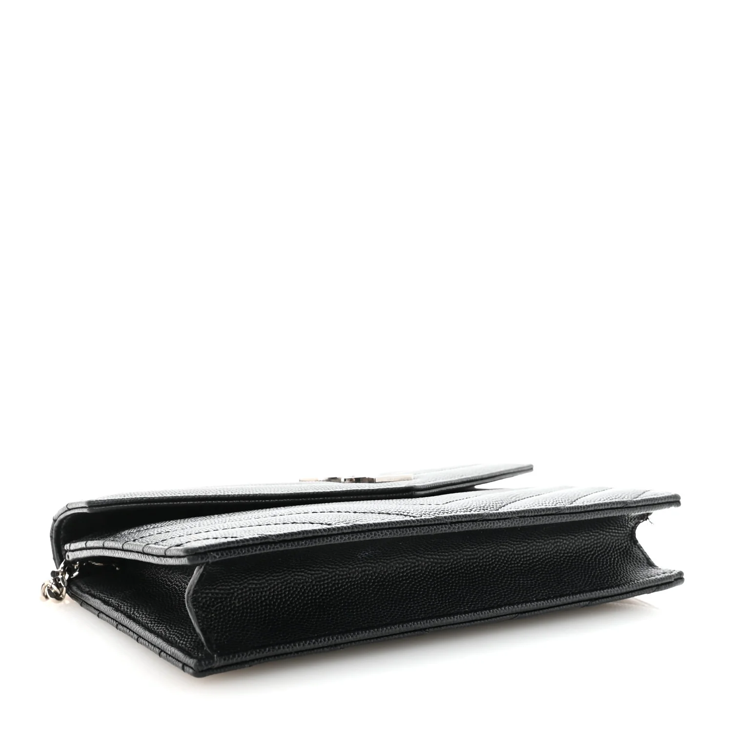 Grain De Poudre Matelasse Chevron Monogram Envelope Chain Wallet Black - Top Club