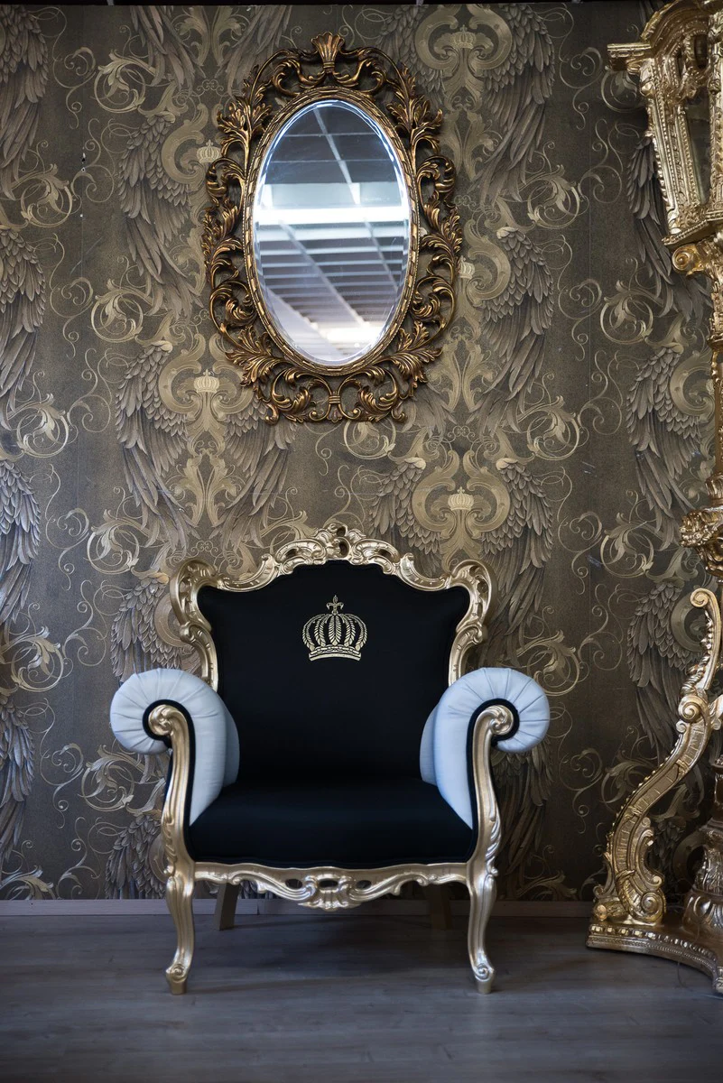 Pompöös by Luxury Baroque Armchair Black / White / Gold - Pompööser Baroque Armchair designed by Harald Glööckler