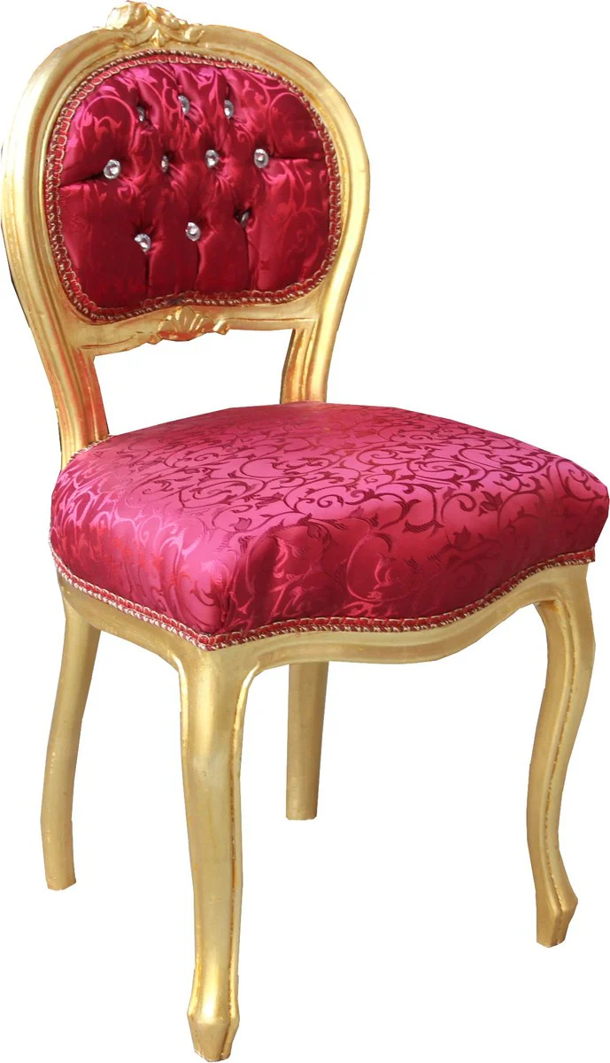 Baroque ladies chair bordeaux pattern / gold with bling bling glitter stones - dressing table chair