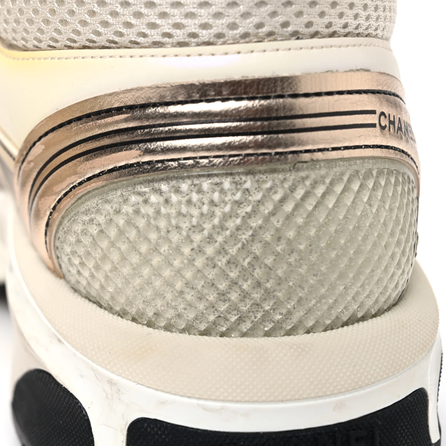 Fabric Laminated Calfskin Stretch CC Sneakers 41 Ivory White Silver - Top Club