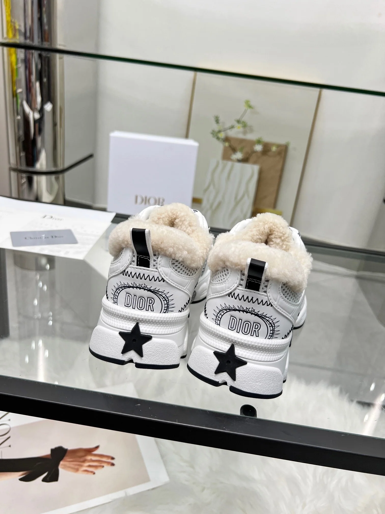 Women's Dior White Sneakers With Warm Fleece Lining - Sneaker Replica Workshop