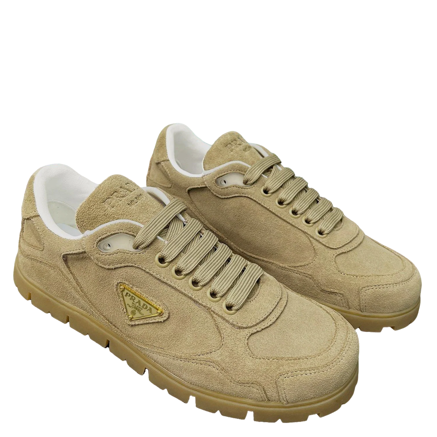 Prada Unisex Sneakers Triangle Logo Suede Luxury Sneakers - Sneaker Replica Workshop