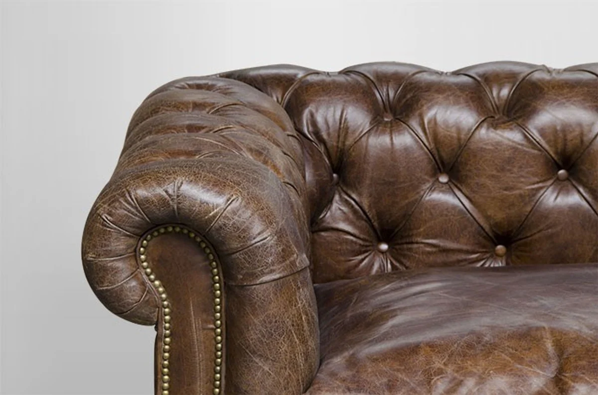 Chesterfield luxury genuine leather sofa 4 seater vintage leather from Cigar