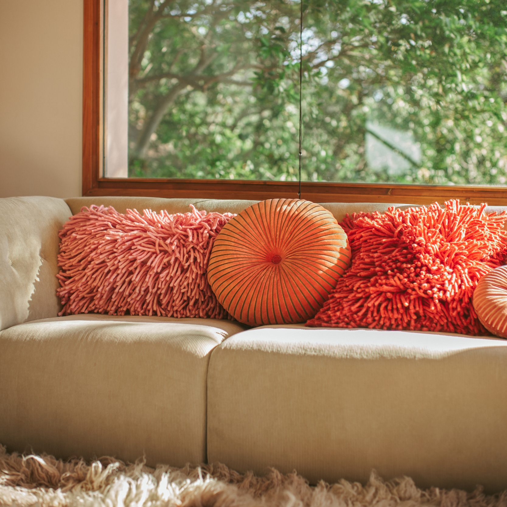 Sierkussen Round ripple sienna
