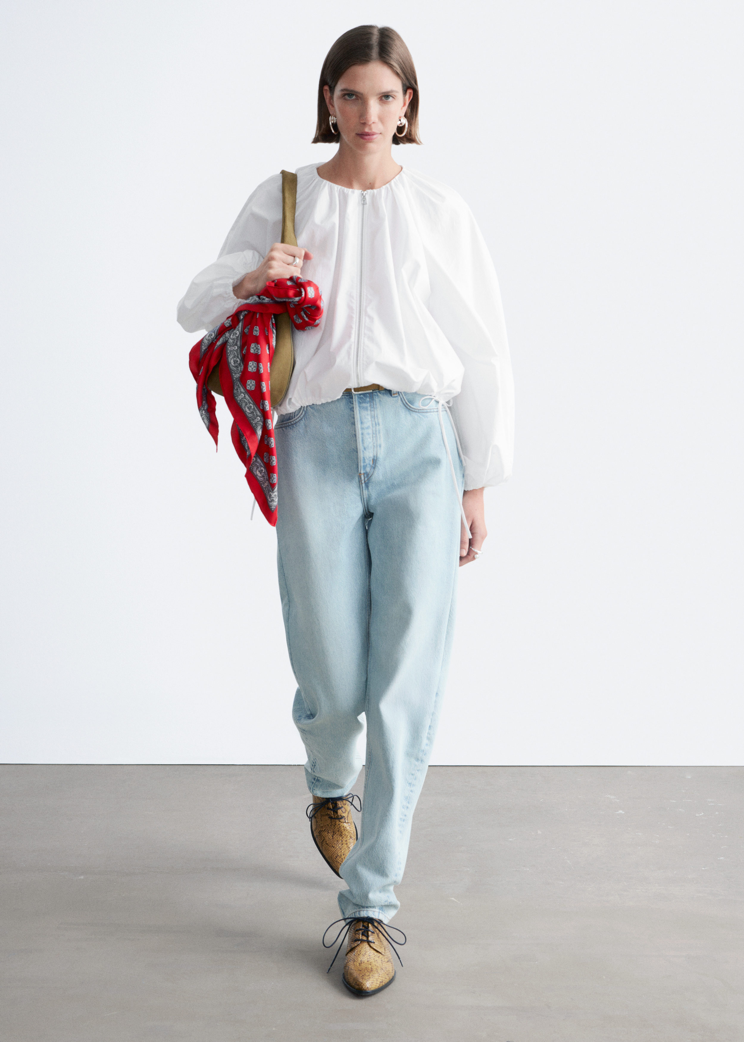 & Other Stories COTTON POPLIN ZIP-FRONT BLOUSE