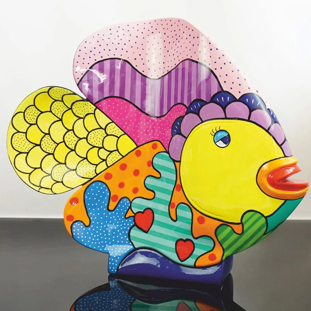 XXL decorative sculpture fish colorful H. 110 cm - decorative figure
