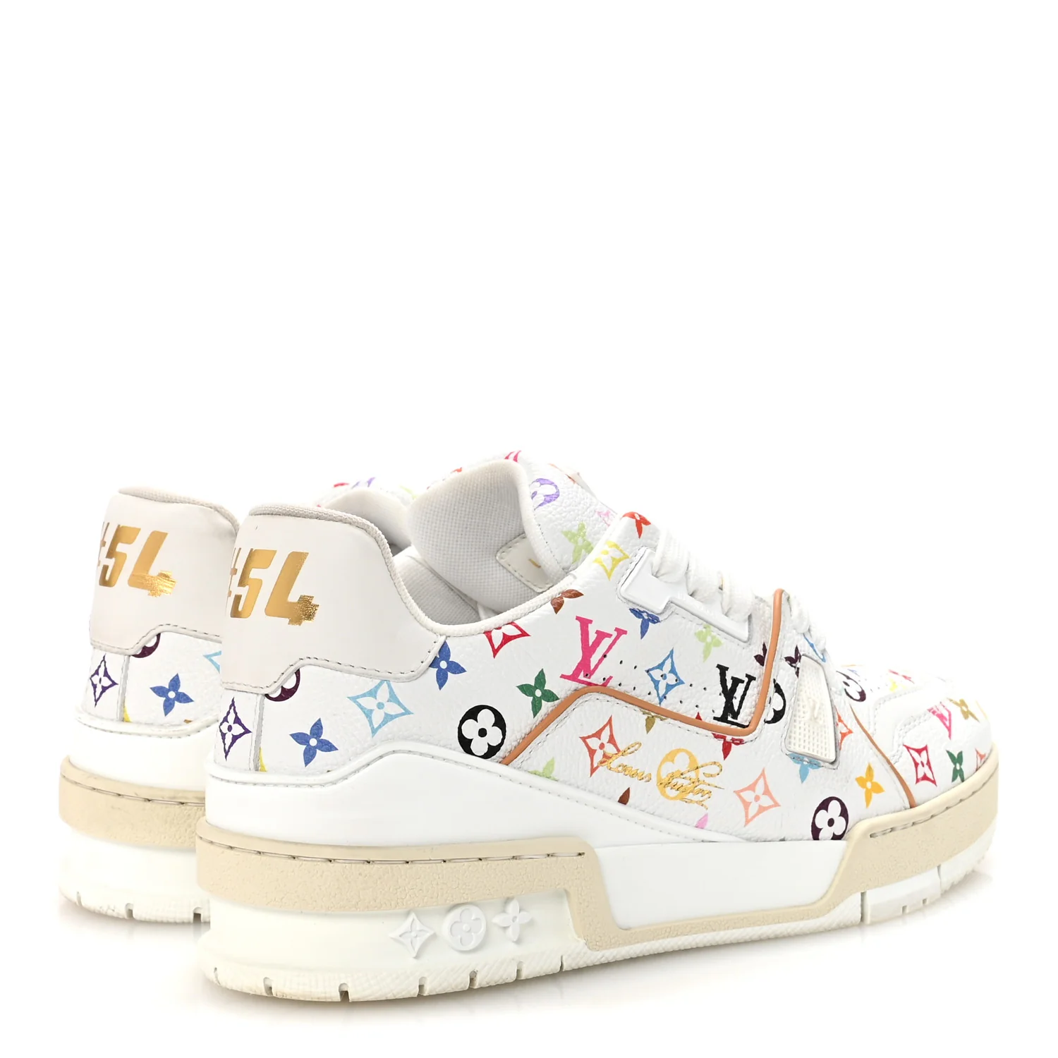 LV X TM Calfskin Monogram Multicolor Womens LV Trainer Sneakers 37.5 White - Top Club