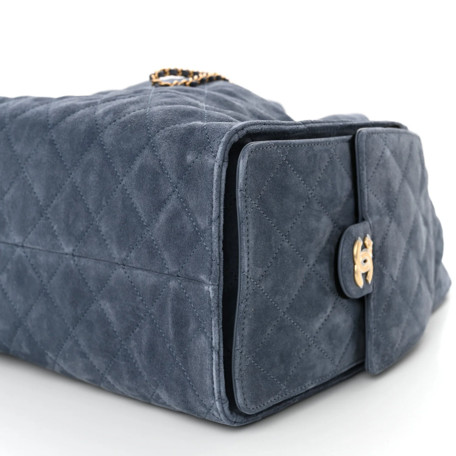 Suede Quilted Medium Chanel 25 Handbag Blue - Top Club