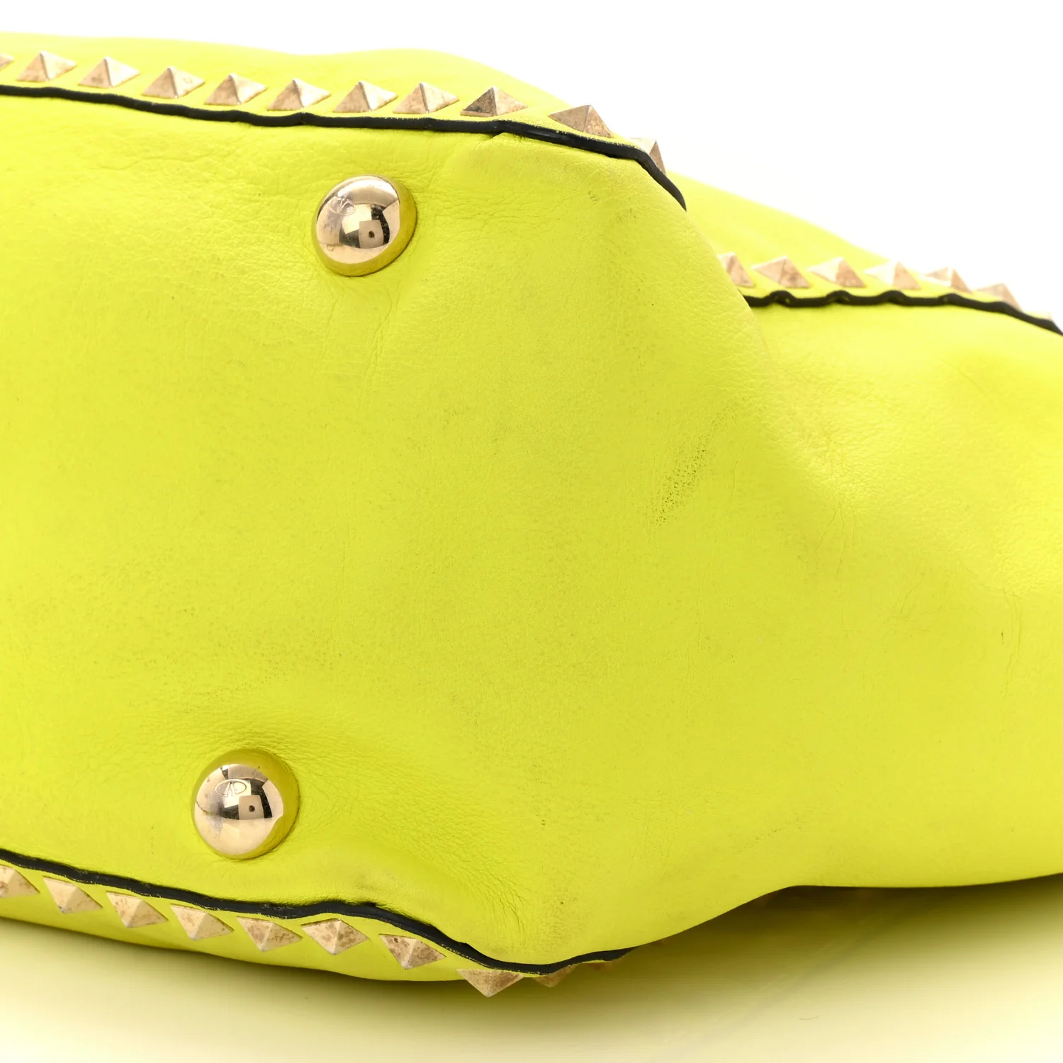 Vitello Medium Rockstud Tote Yellow Fluo - Top Club
