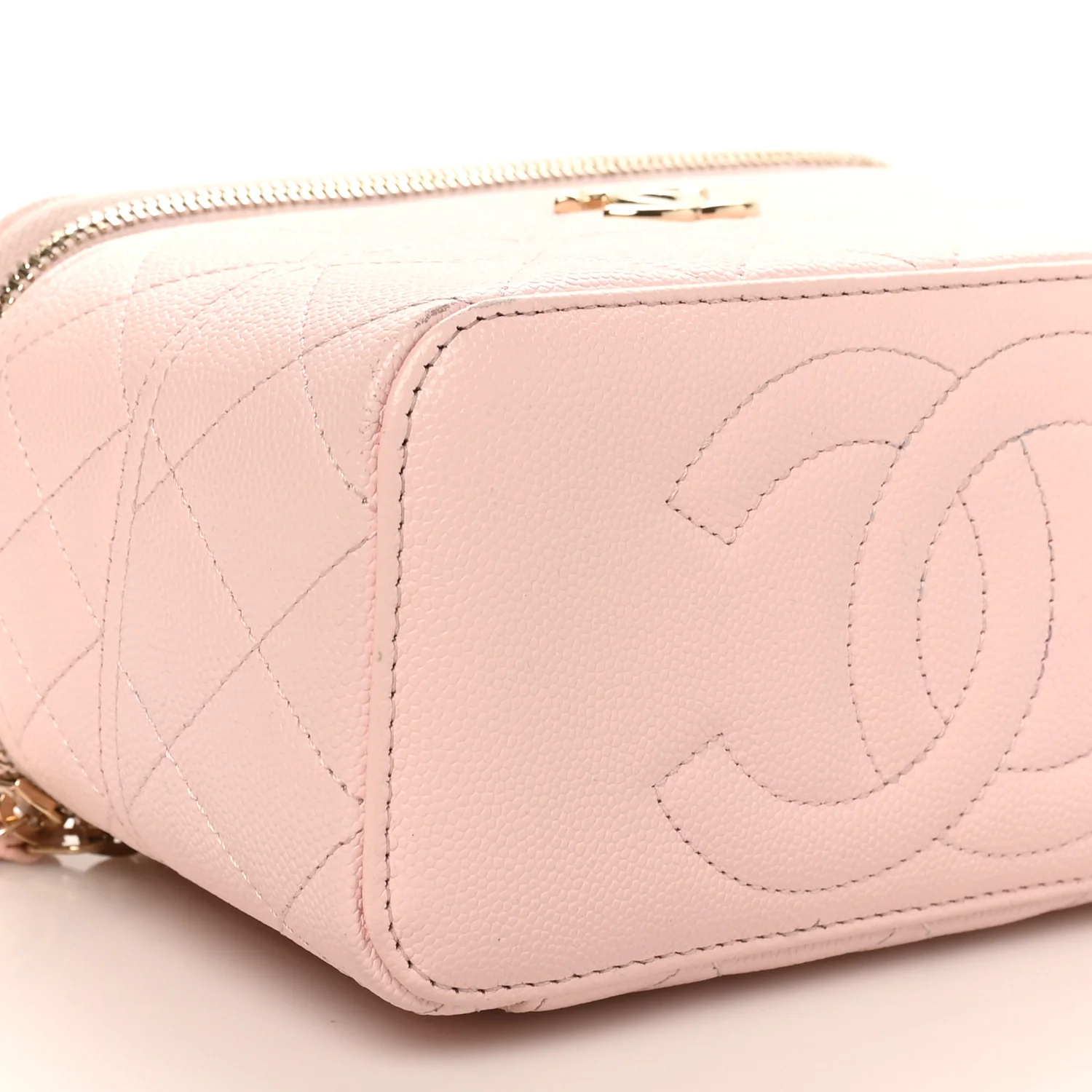 Caviar Quilted Top Handle Vanity With Chain Light Pink - Top Club