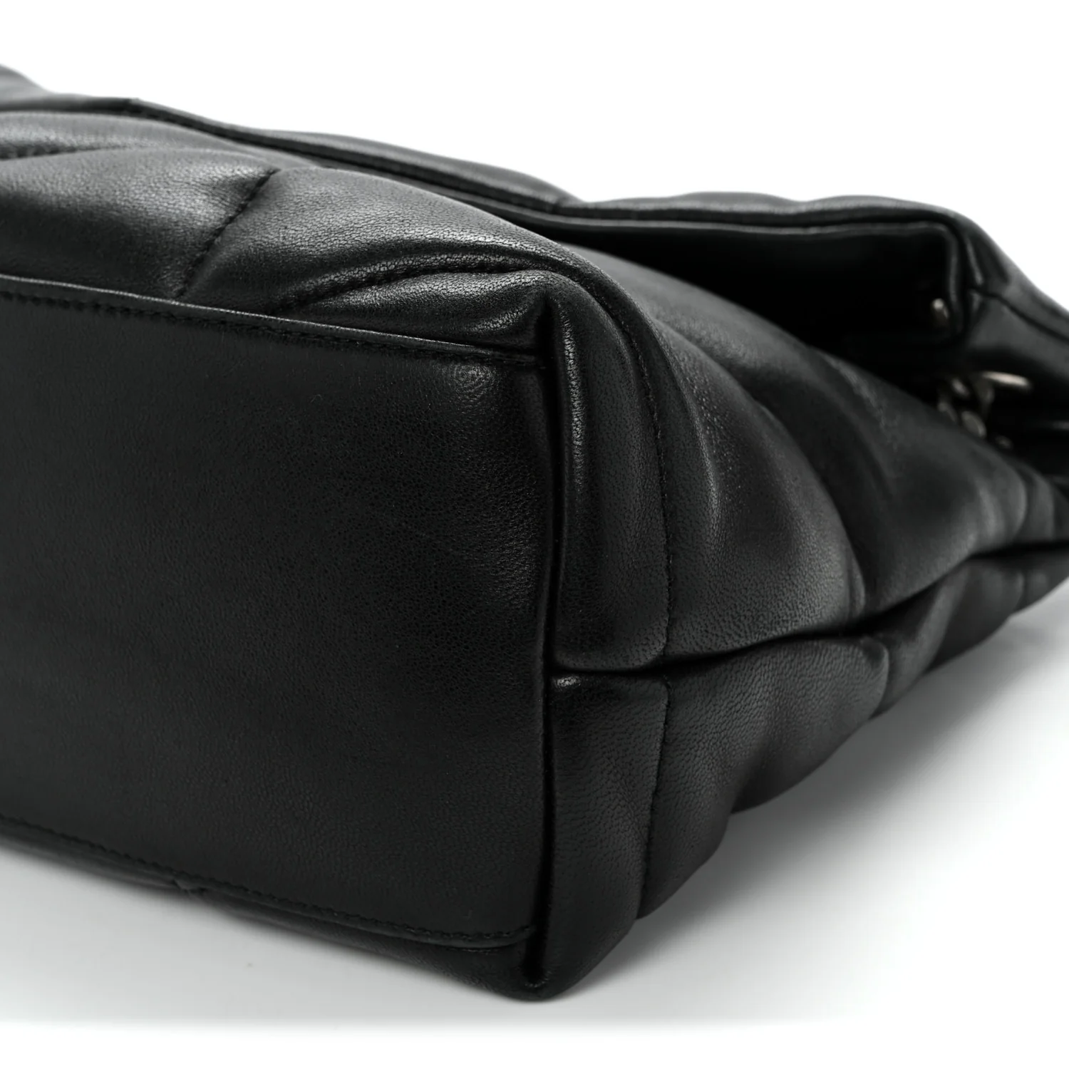 Lambskin Quilted Small Loulou Puffer Monogram Chain Satchel Black - Top Club