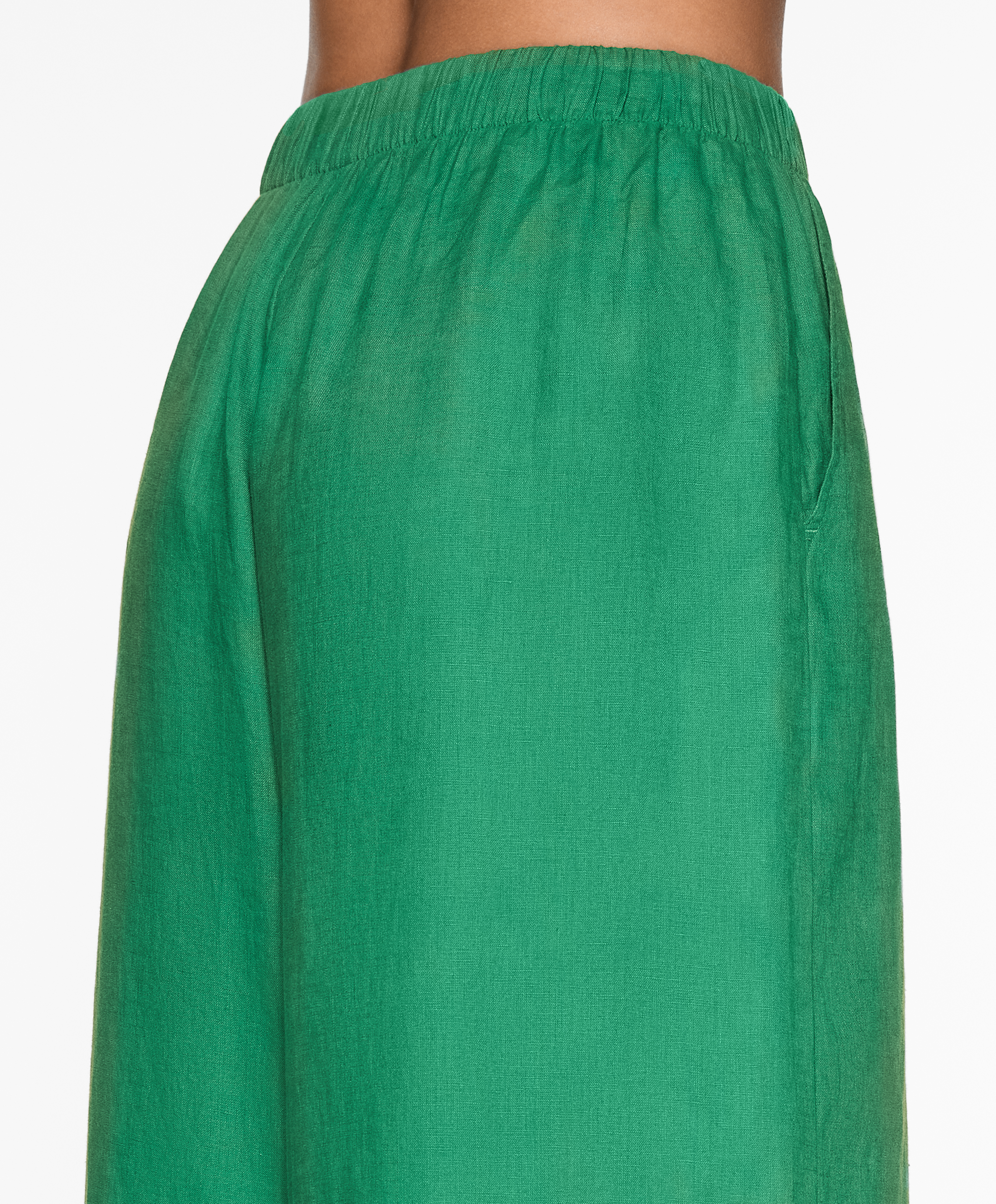 OYSHO 100% linen wide straight-leg trousers