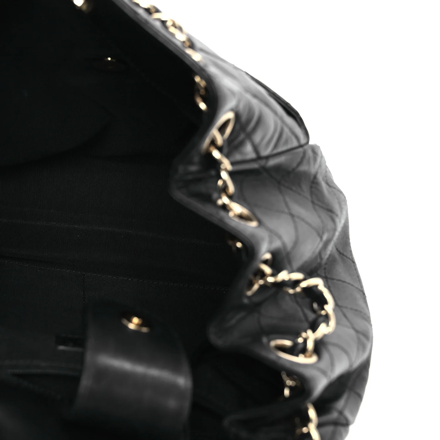 Lambskin Quilted Drawstring Bag Black - Top Club